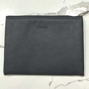 FRESH | Women’s Vegan Leather Gray Zippered Makeup COSMETIC BAG